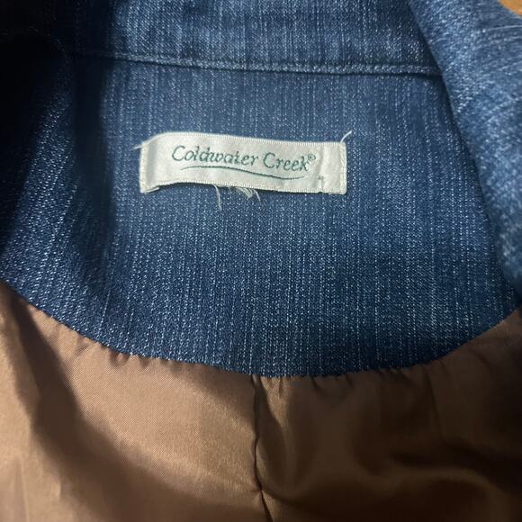 Vintage Boho Coldwater Creek Gold Embroidered Denim Jacket Size 2X - Picture 6 of 8
